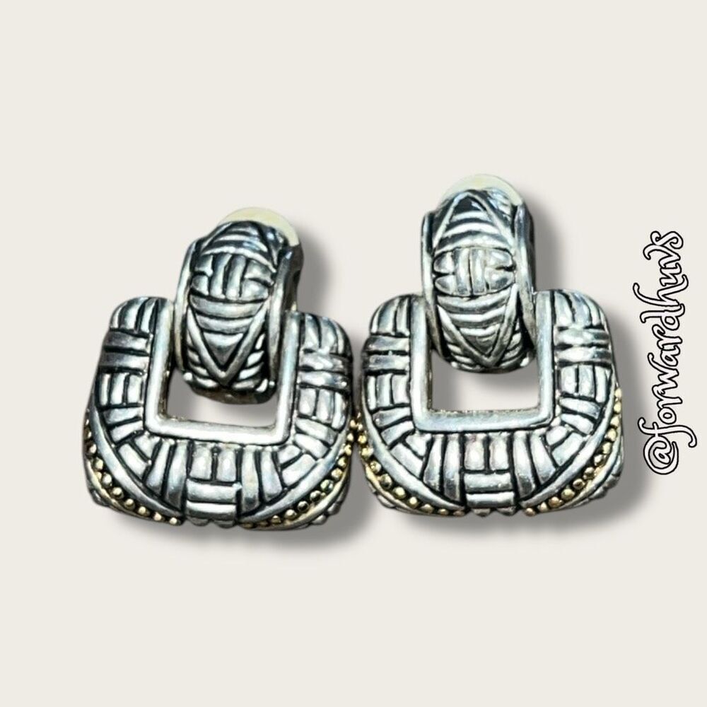 Vintage Silver-Tone Clip-On Earrings – Unbranded, Geometric Design